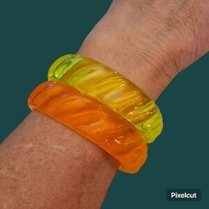 VTG 1980s Set of Two Acrylic Neon Bangle Bracelets